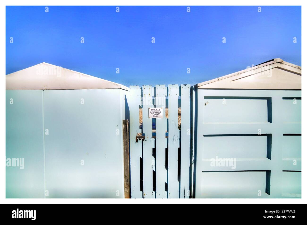 Beach huts on Eastbourne beach. - Smartphone Captured Stock Image