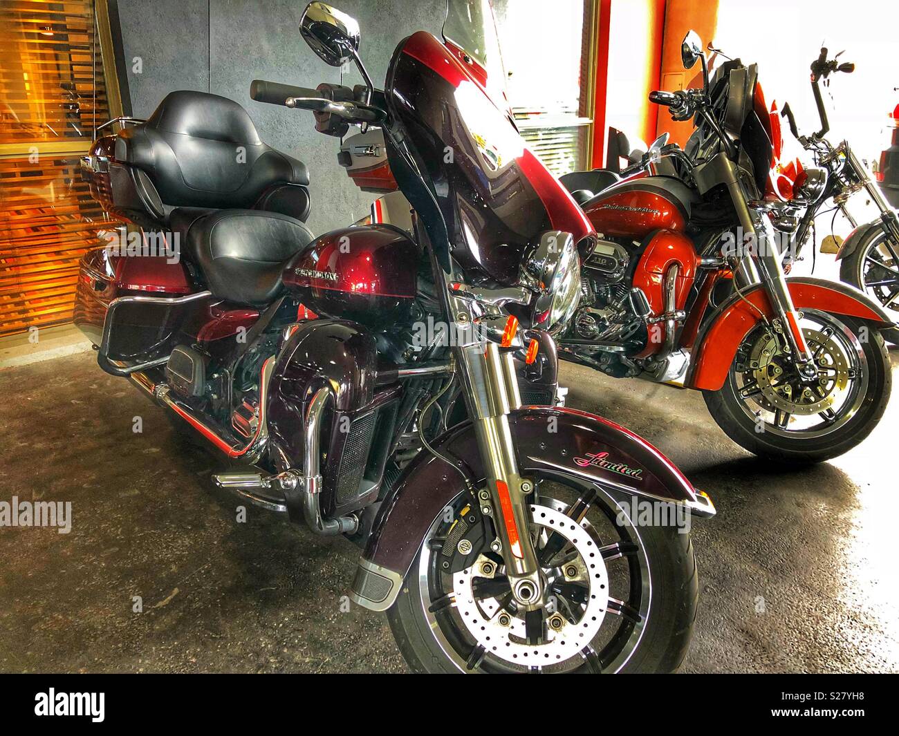 Parked motorcycles. - Smartphone Captured Stock Image