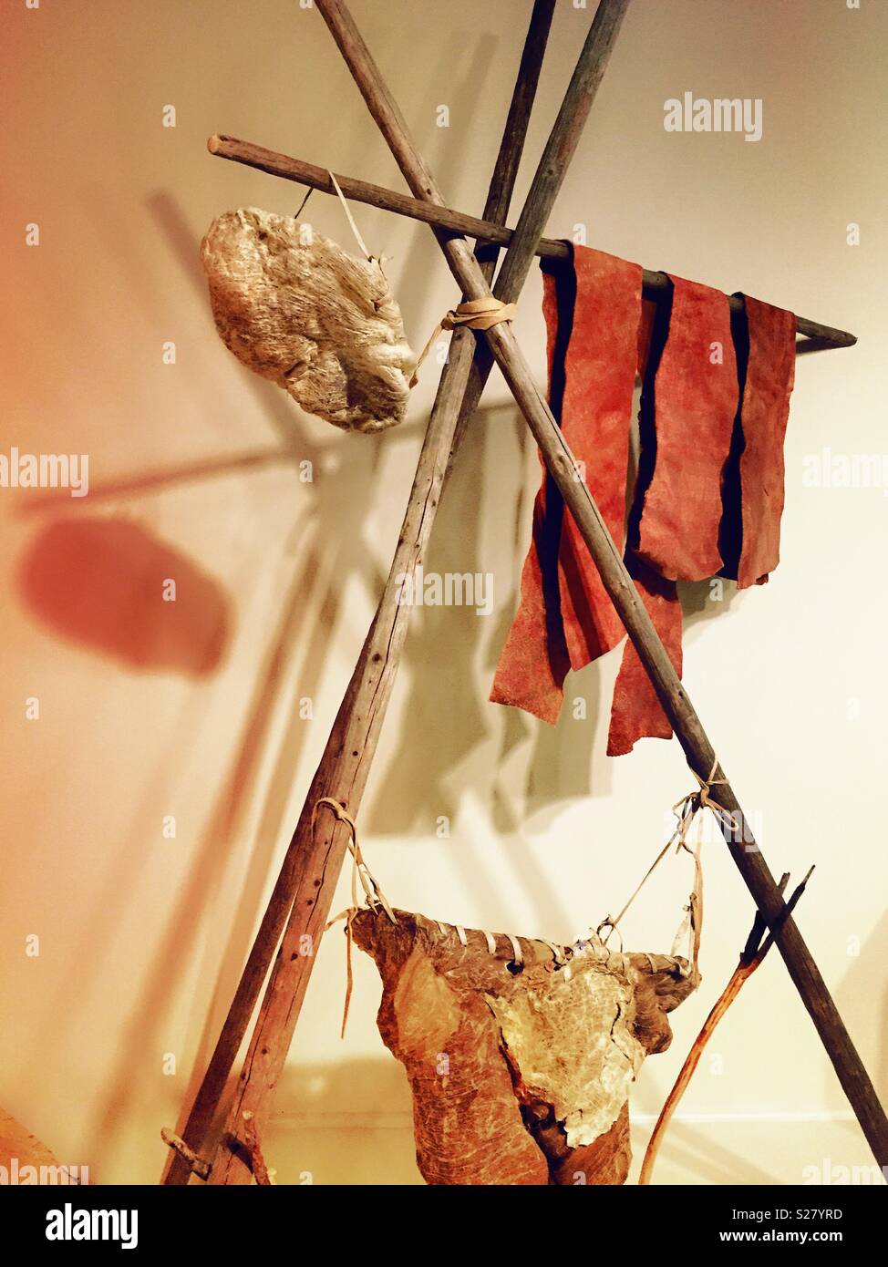 Native American display, CM Russell museum, Great Falls, Montana, USA - Smartphone Captured Stock Image