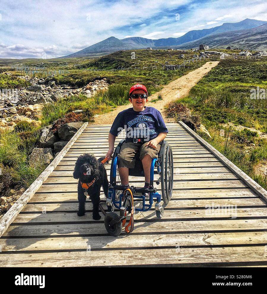 Wheelchair hiking adventure Stock Photo Alamy