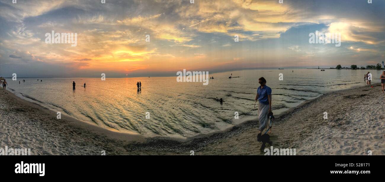 Beach walk, a panoramic view. - Smartphone Captured Stock Image