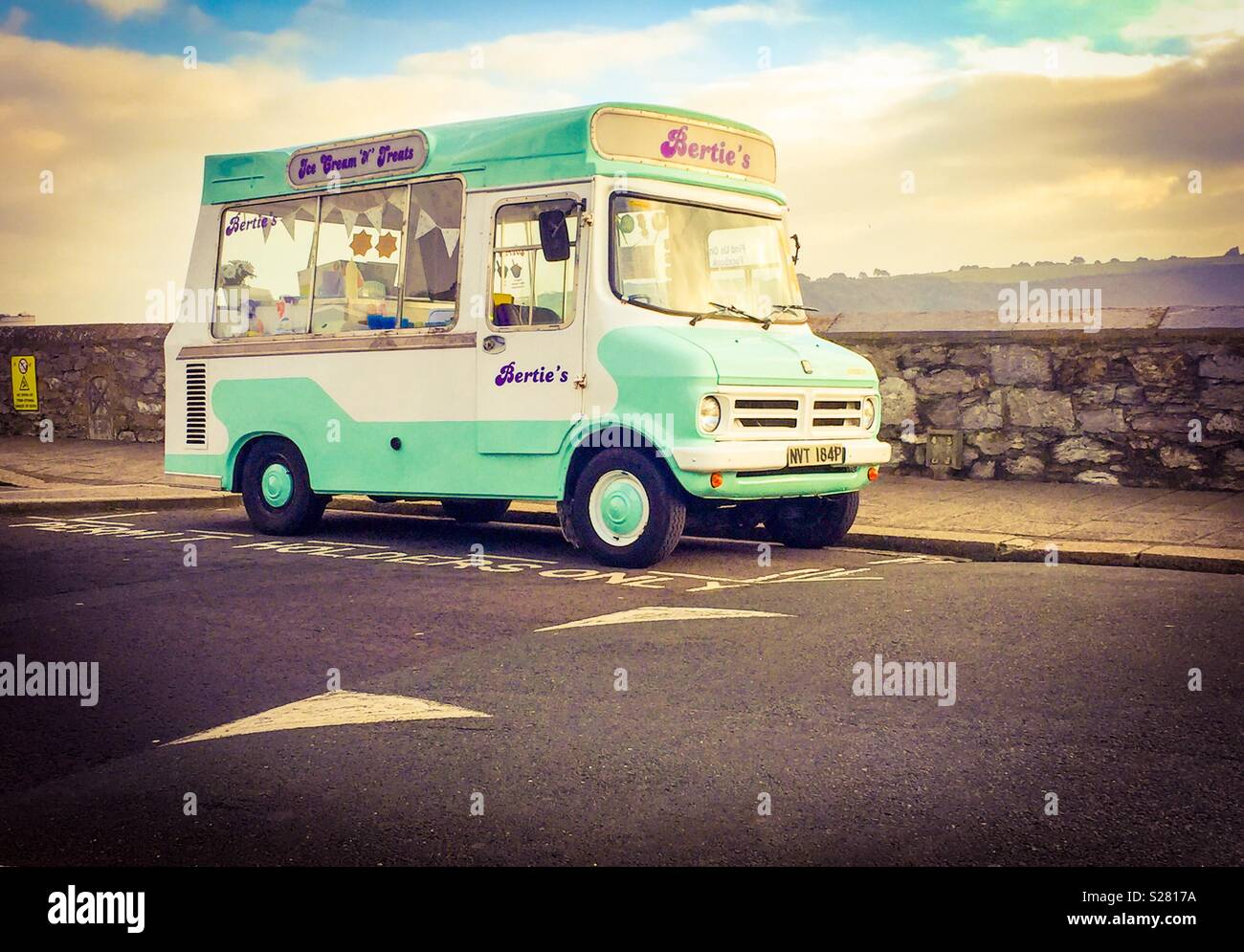 Bertie’s ice cream van out in Plymouth on a sunny day Stock Photo Alamy