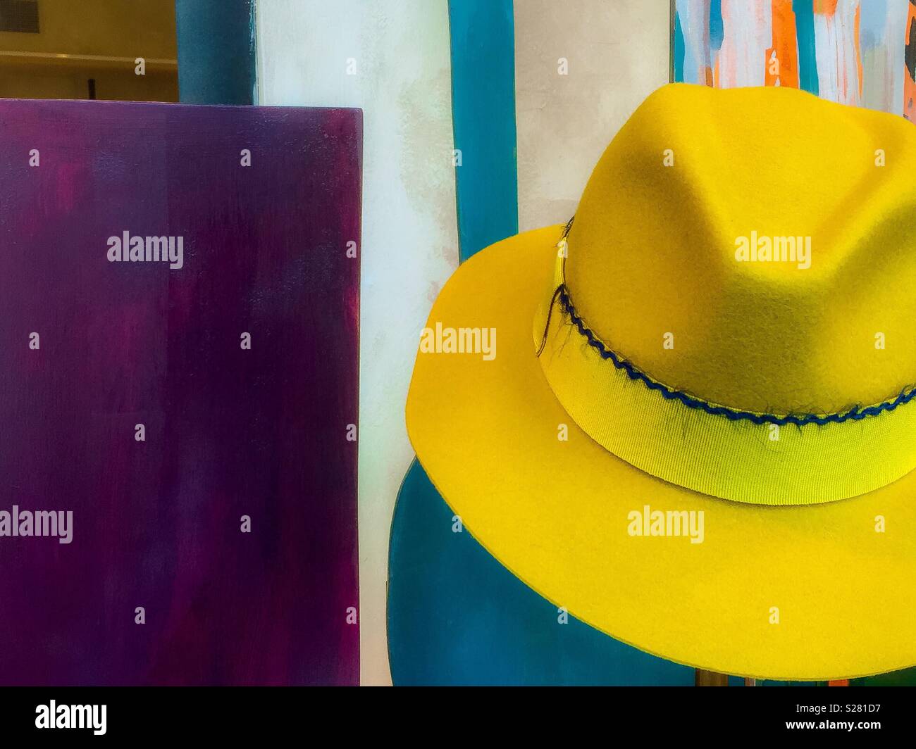 Vibrant yellow hat and other colours Stock Photo