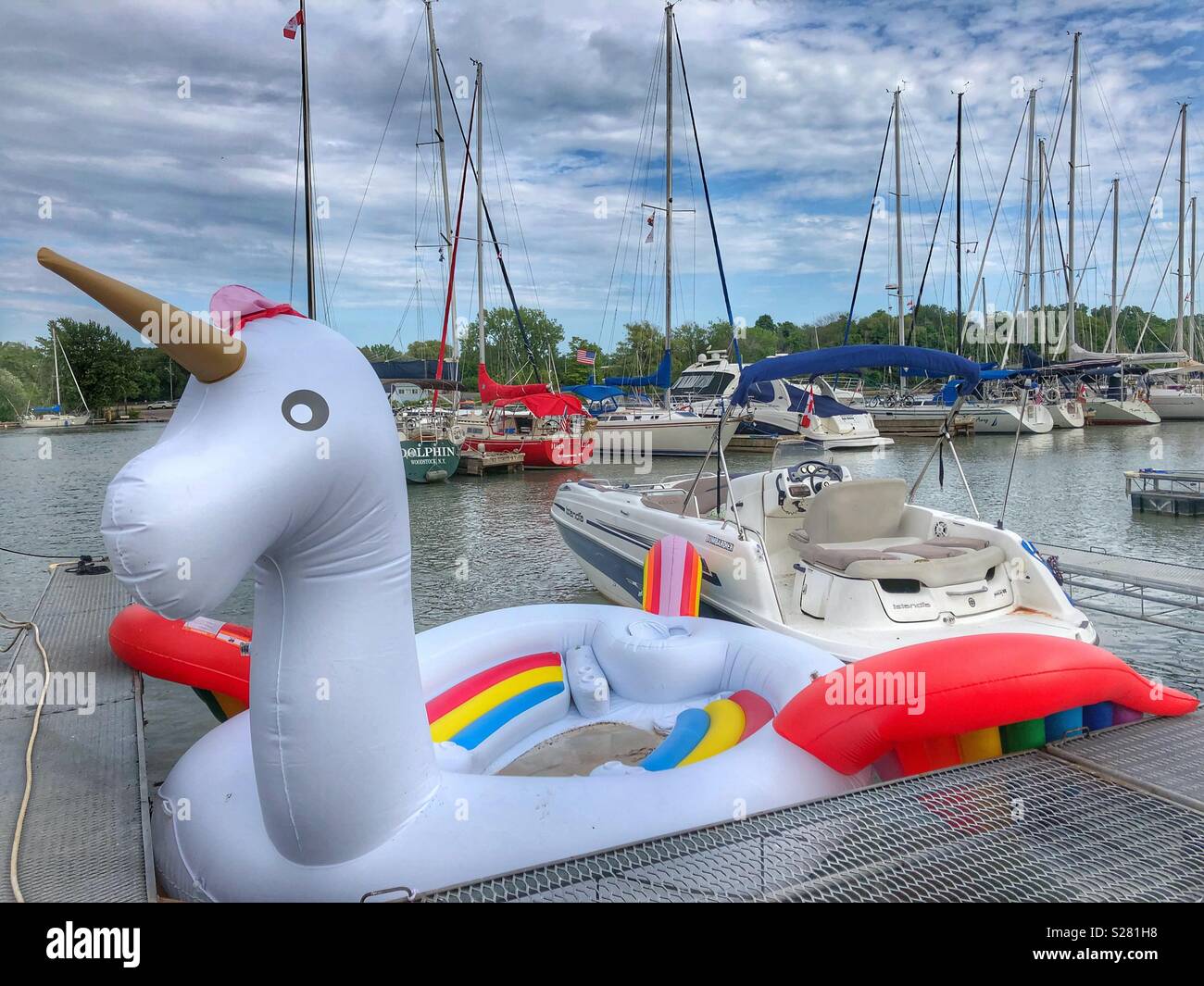 A large unicorn floatie. - Smartphone Captured Stock Image