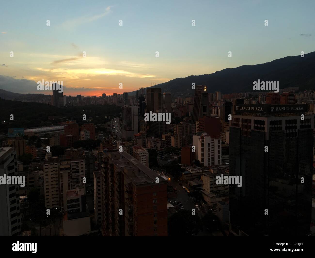 Sunset from the Sabana Grande Area in Caracas Venezuela Stock Photo