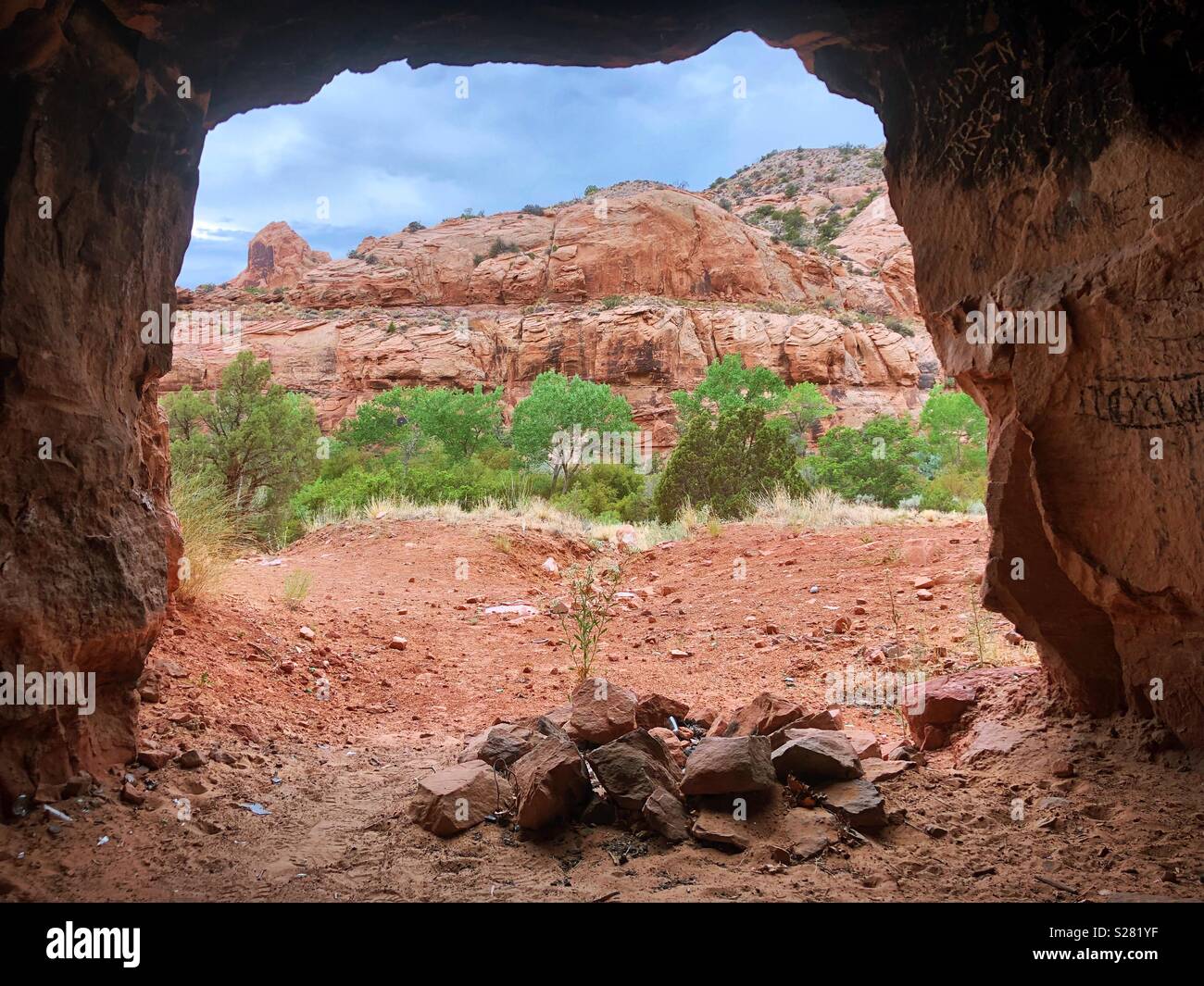 Cave Camping - Smartphone Captured Stock Image