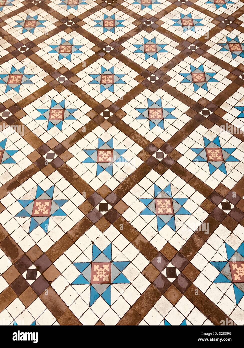 Victorian floor tiles - warmed Stock Photo