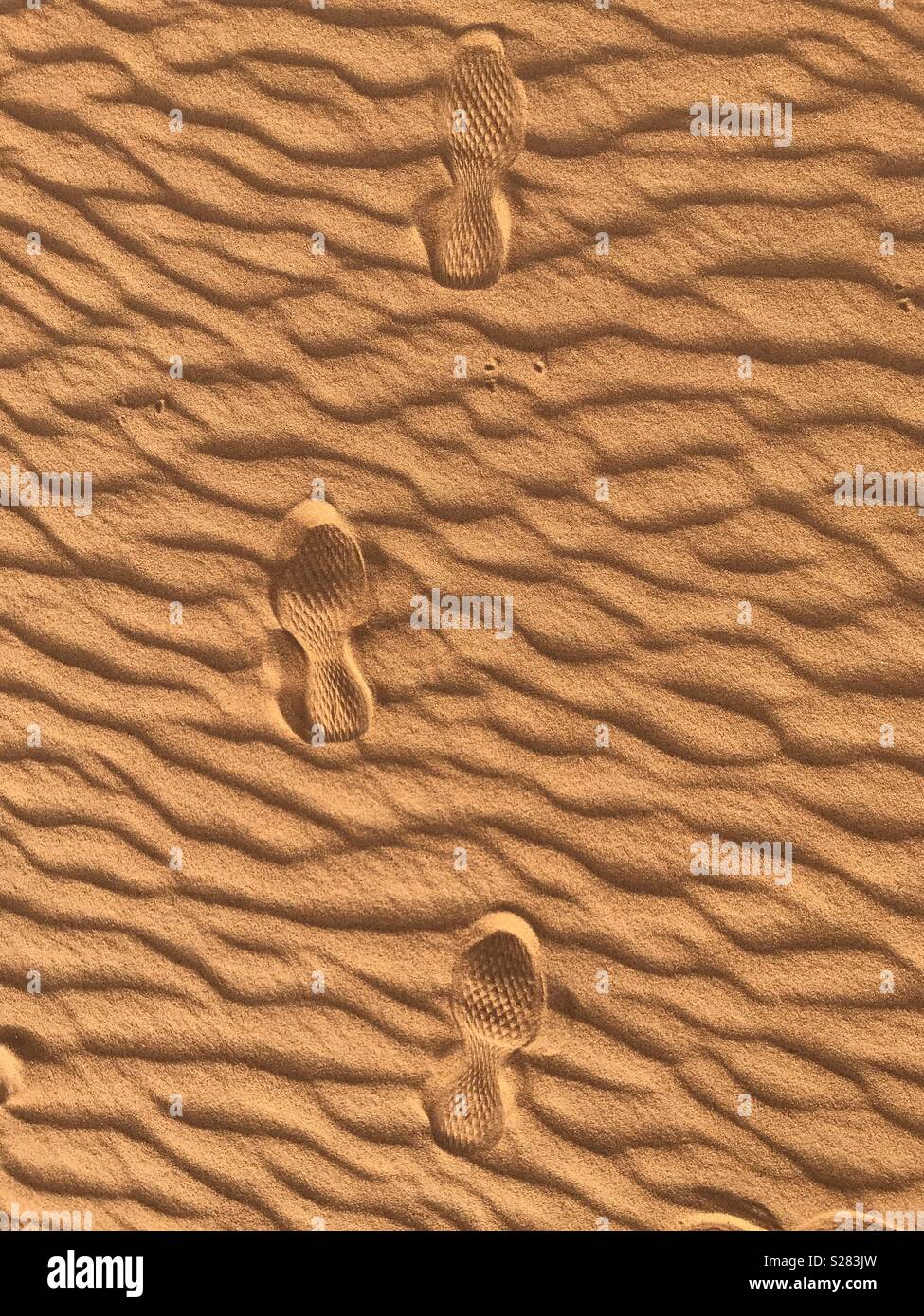 Shoe prints in the desert Stock Photo Alamy