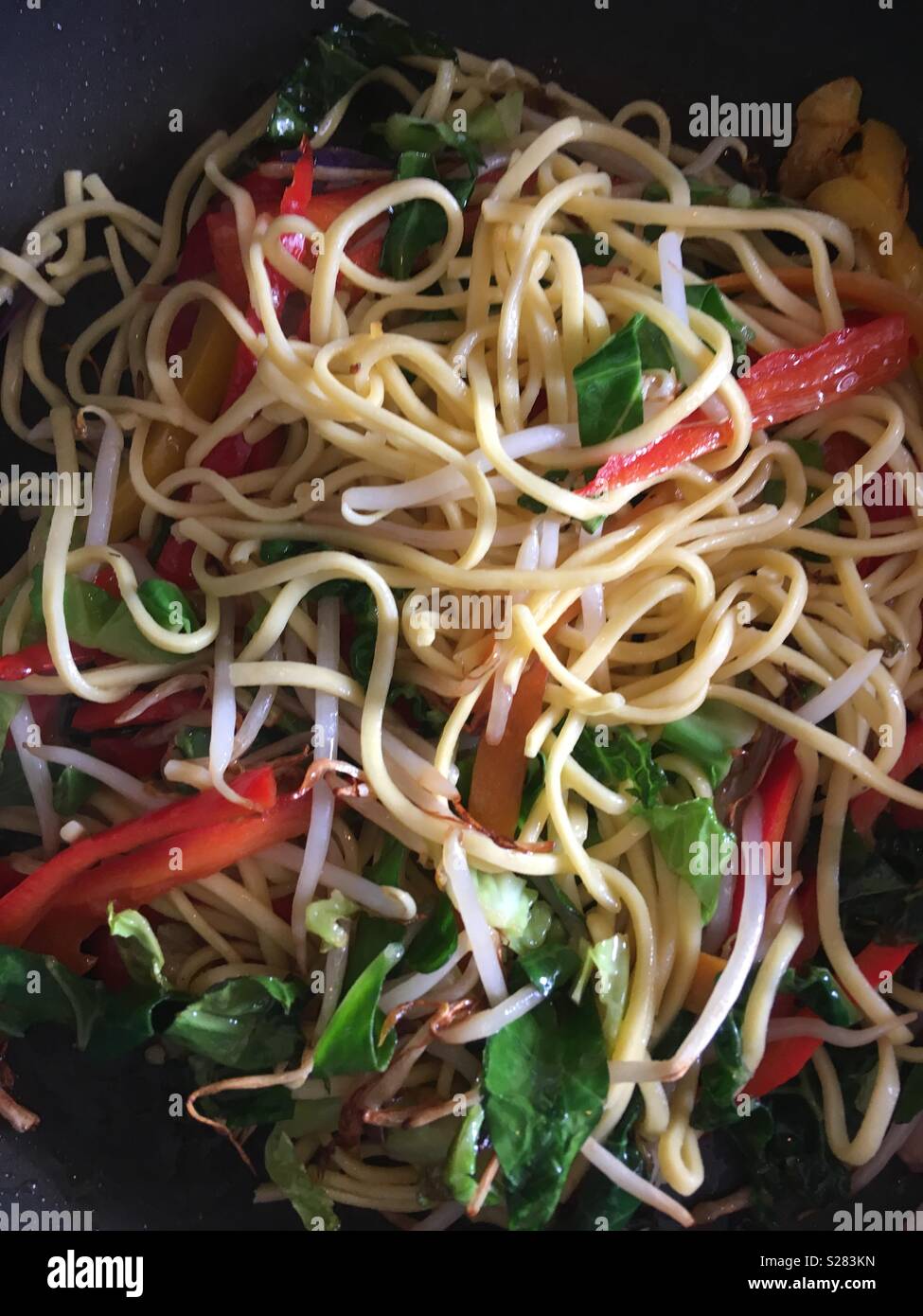 Stir fry vegetables with egg noodles Stock Photo Alamy