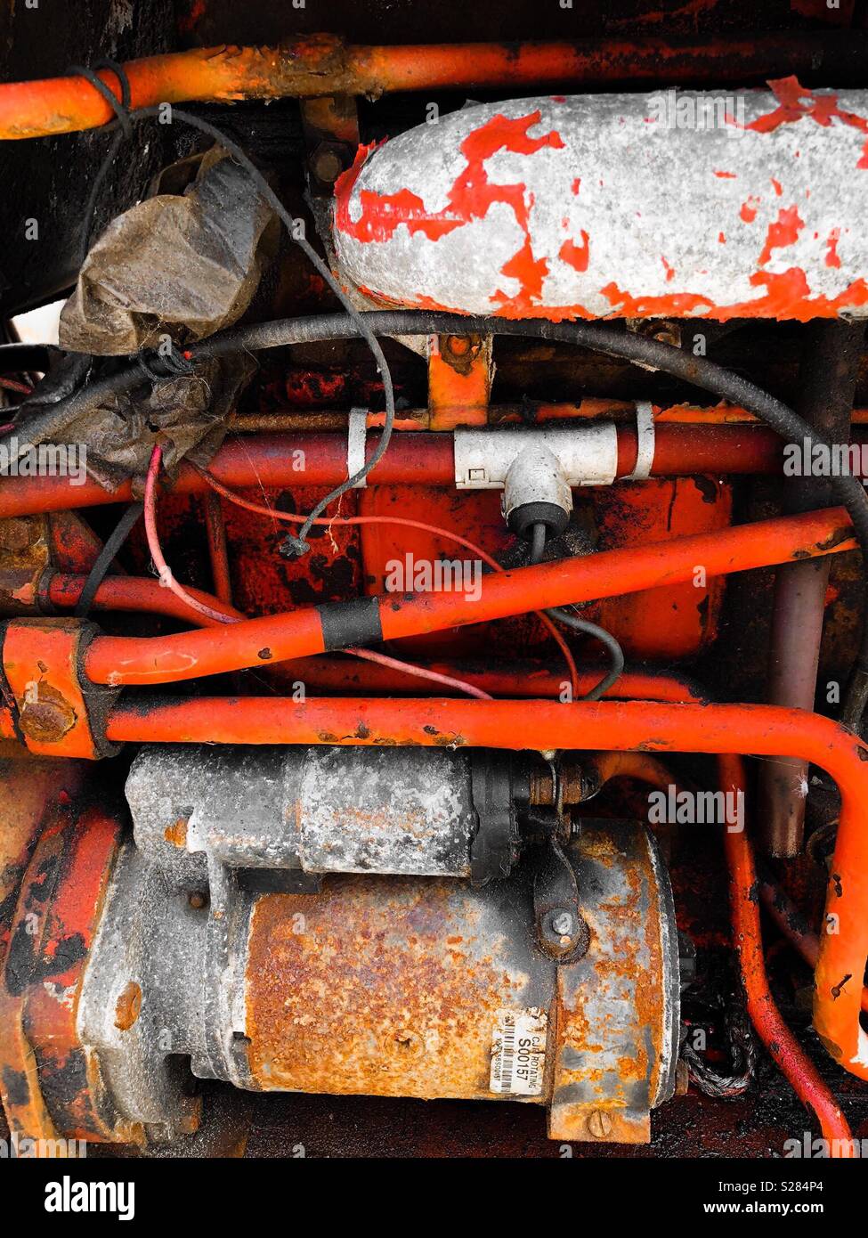 Exposed parts of a tractor engine - Smartphone Captured Stock Image