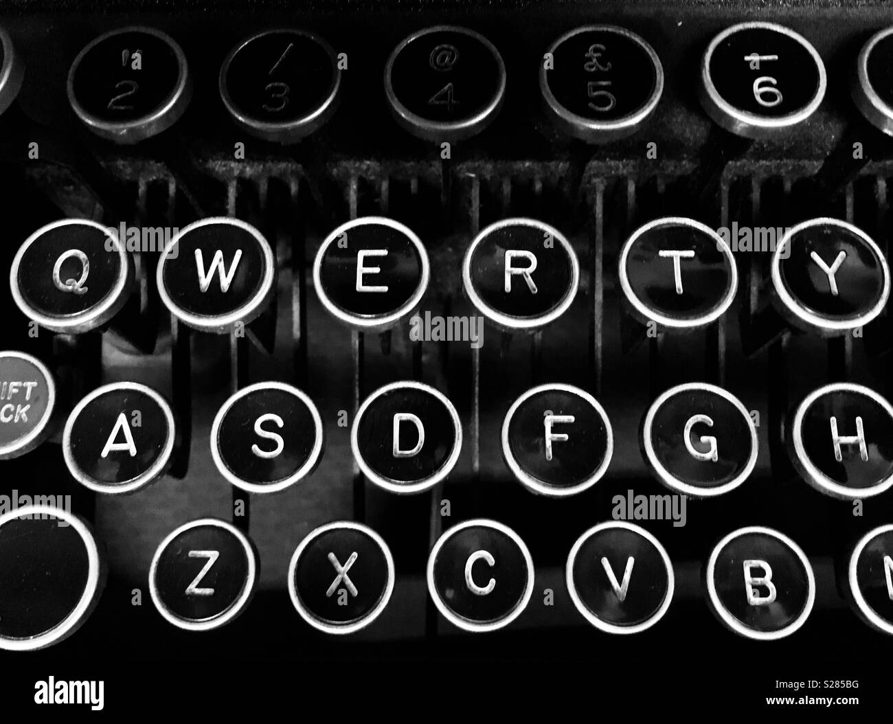 Vintage typewriter qwerty keyboard Stock Photo