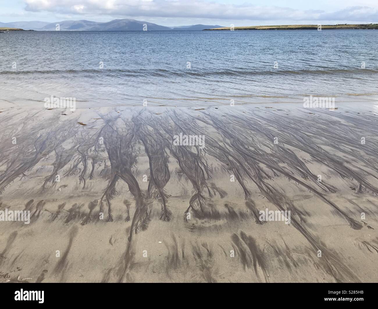 Dramatic pattern of rivulets created by receding tide Stock Photo