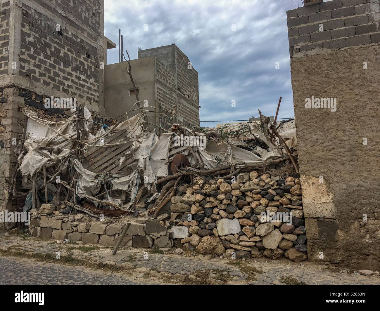 Building shack in Boa Vista, Cape Verde Stock Photo