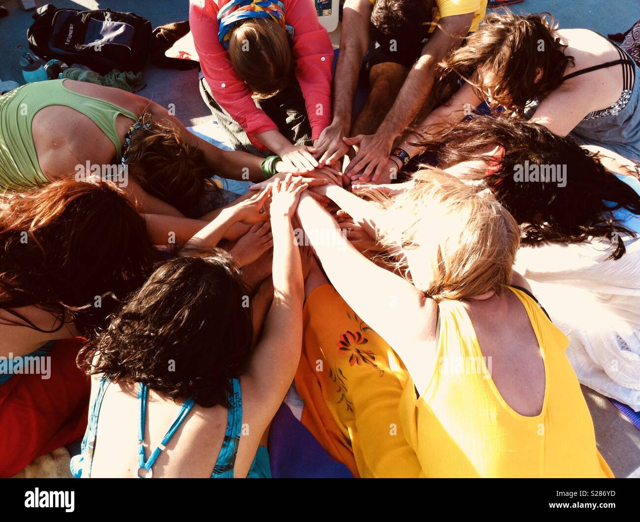 People bringing hands together - Smartphone Captured Stock Image