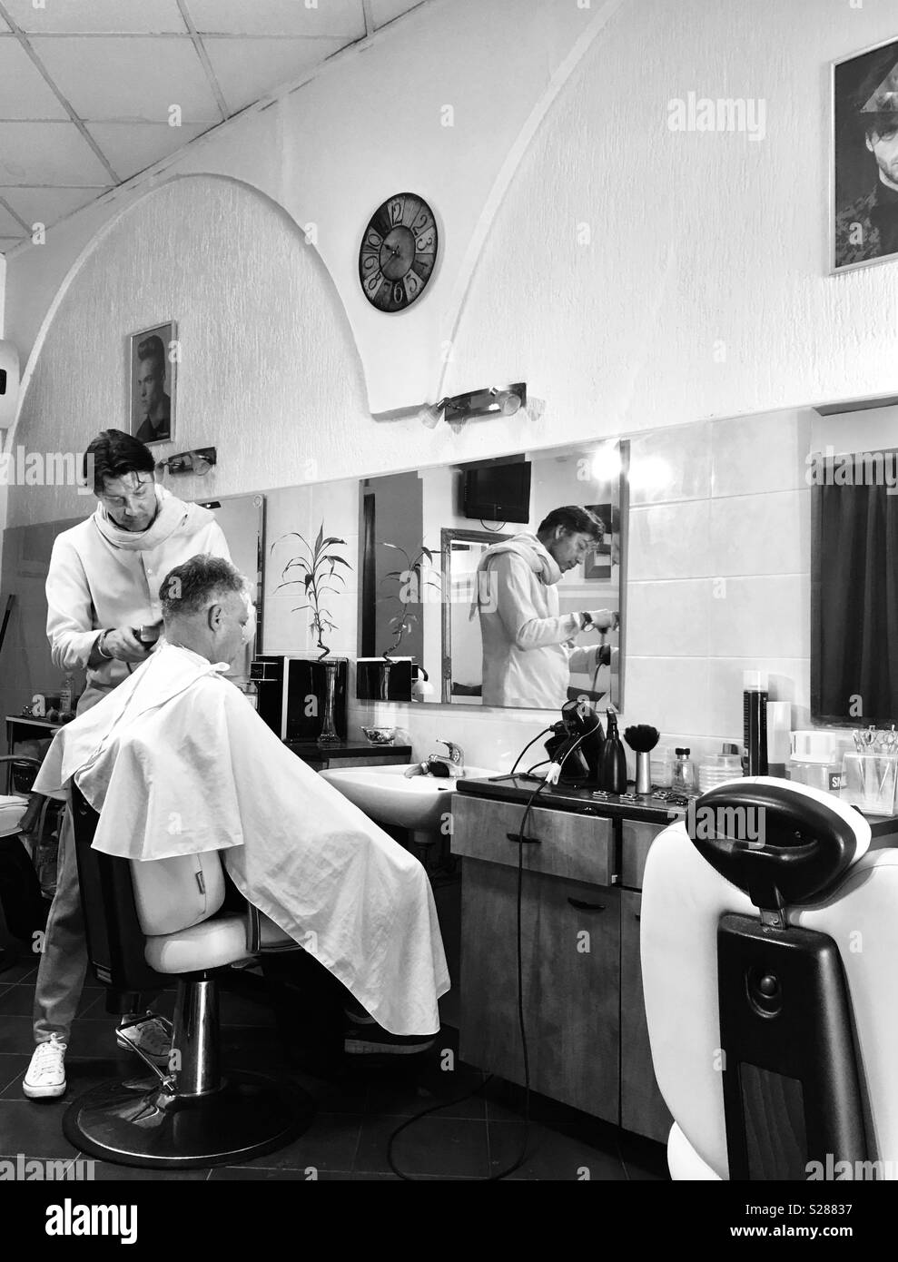 A barber in Dubrovnik, Croatia. - Smartphone Captured Stock Image