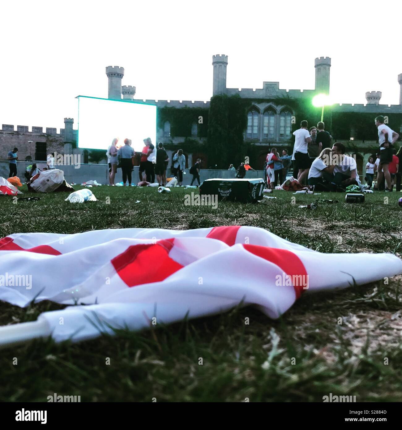 End of England’s World Cup 2018 semi-final defeat to Croatia at big screen fan zone at Lincoln Castle Stock Photo