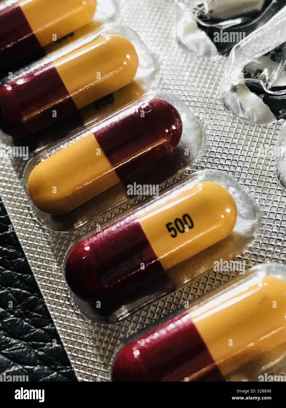 Drug capsules in blister pack - Smartphone Captured Stock Image