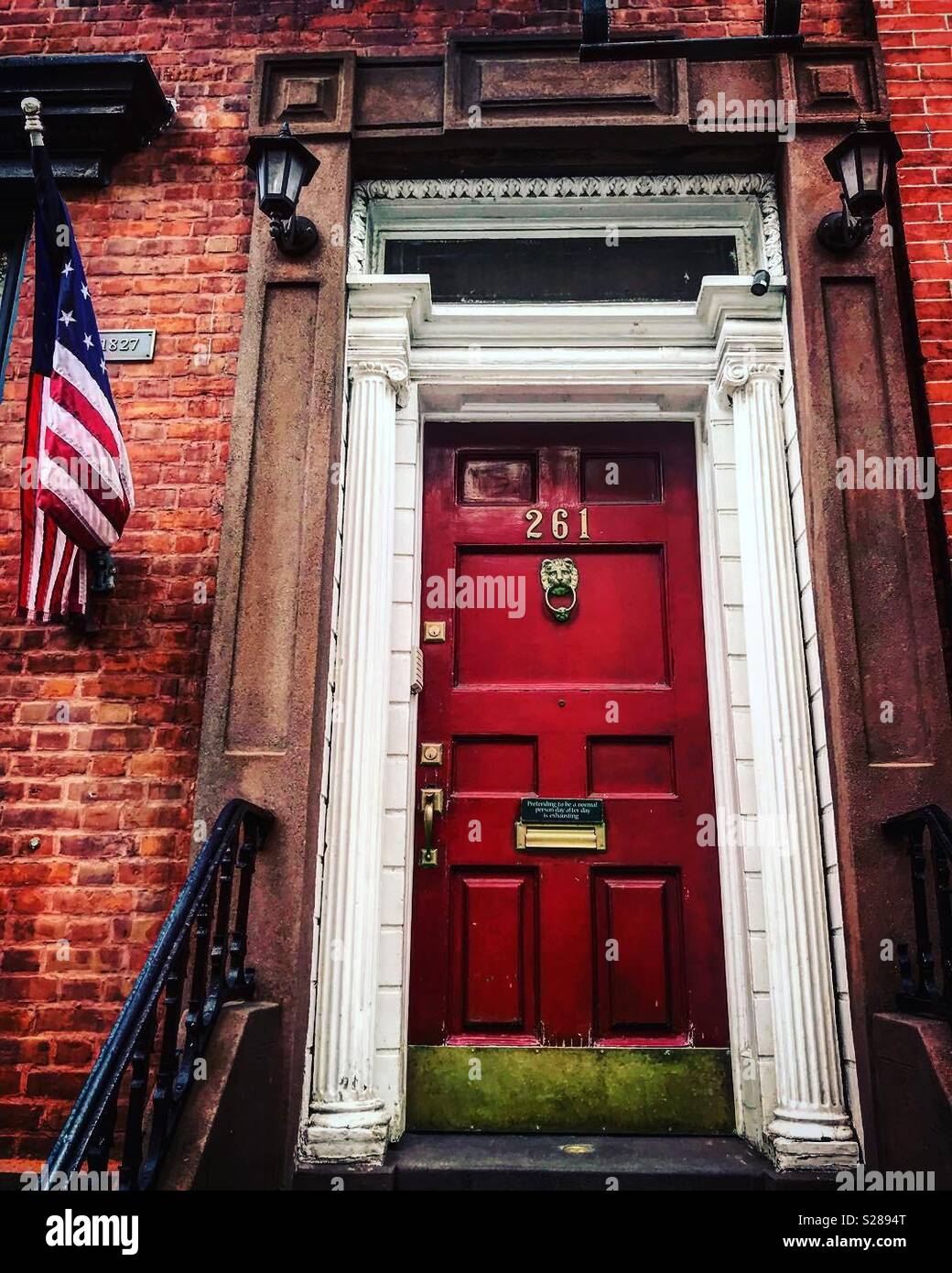 Charming Patriotic Red Door Nyc Stock Photo 311198744 Alamy