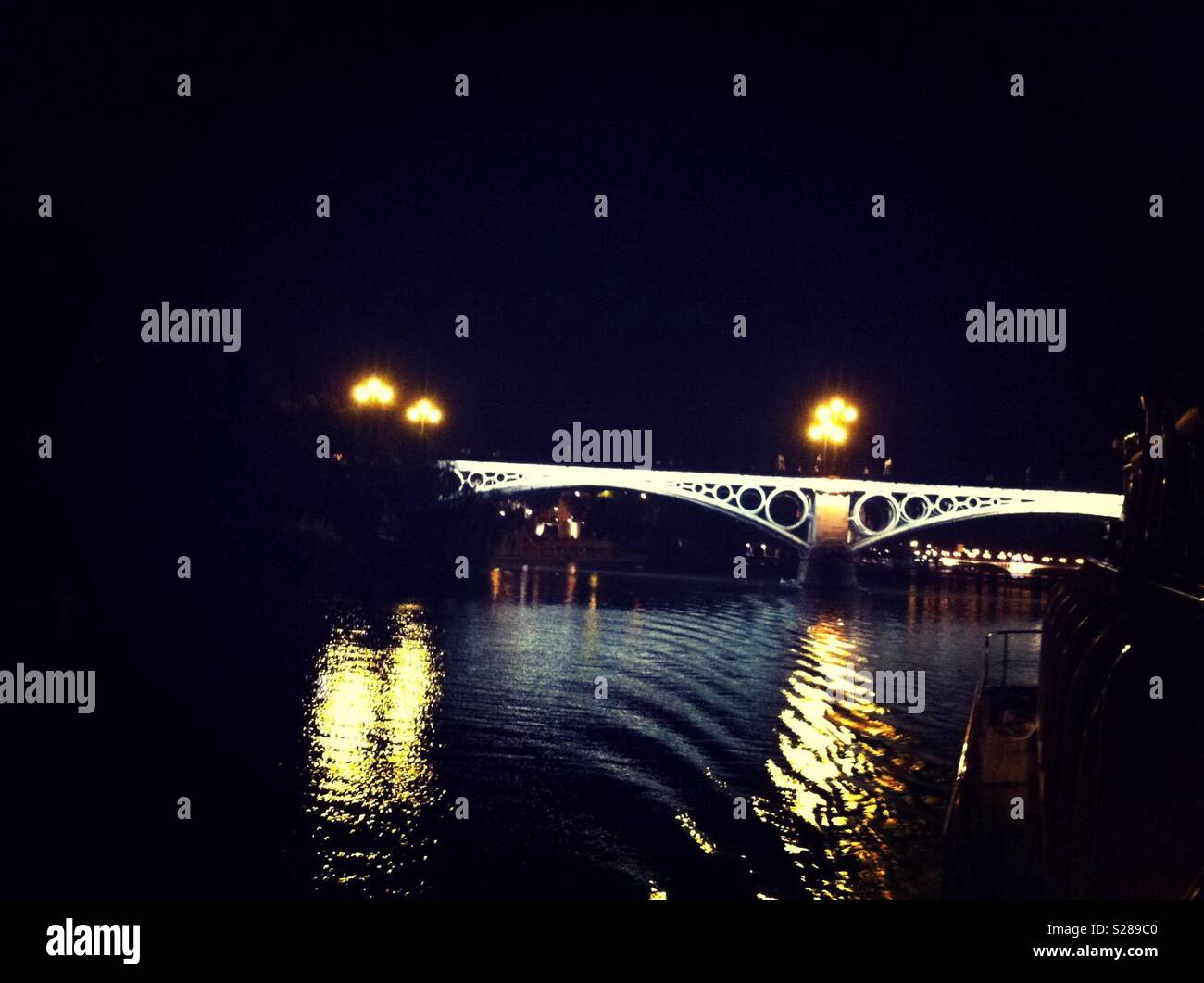 Triana’s bridge at night Sevilla - Smartphone Captured Stock Image