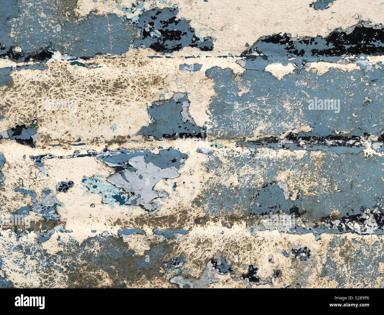 Worn Blue Paint On A Fibreglass Boat Interior Stock Photo