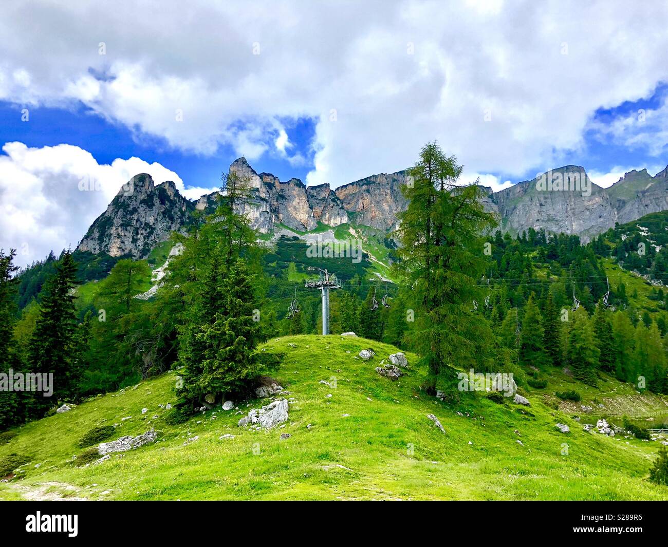 Panoramic View on Mountain Range, Rofan Mountains, Lake Achen Region, Tirol, Austria, Europe - Smartphone Captured Stock Image