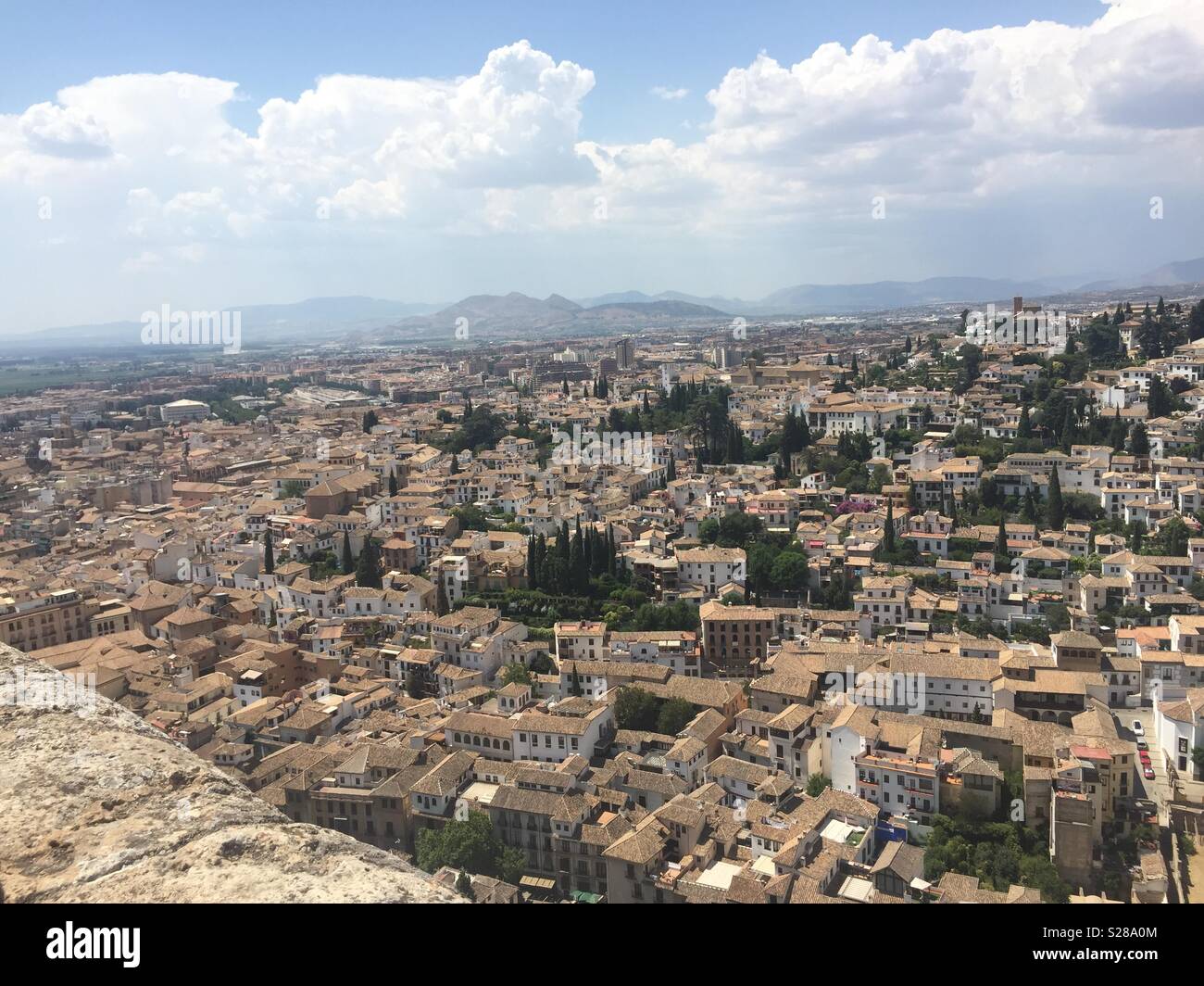 View of Granada from the top of La Alhambra. Stock Photo