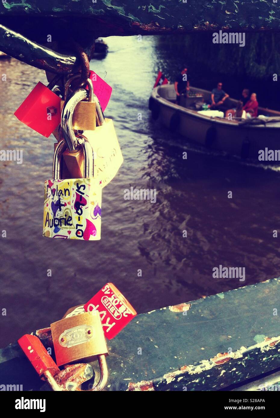 Locks in the bridge over the canal - Smartphone Captured Stock Image