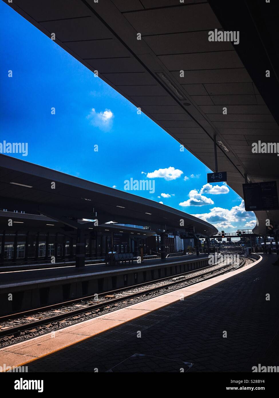 Waiting at Platform 4, London Bridge train station, during the summer heatwave 2018 - Smartphone Captured Stock Image