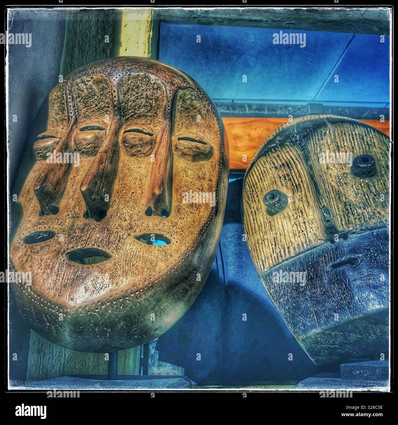 African masks on sale in curio shop in Hout Bay, Cape Town, South