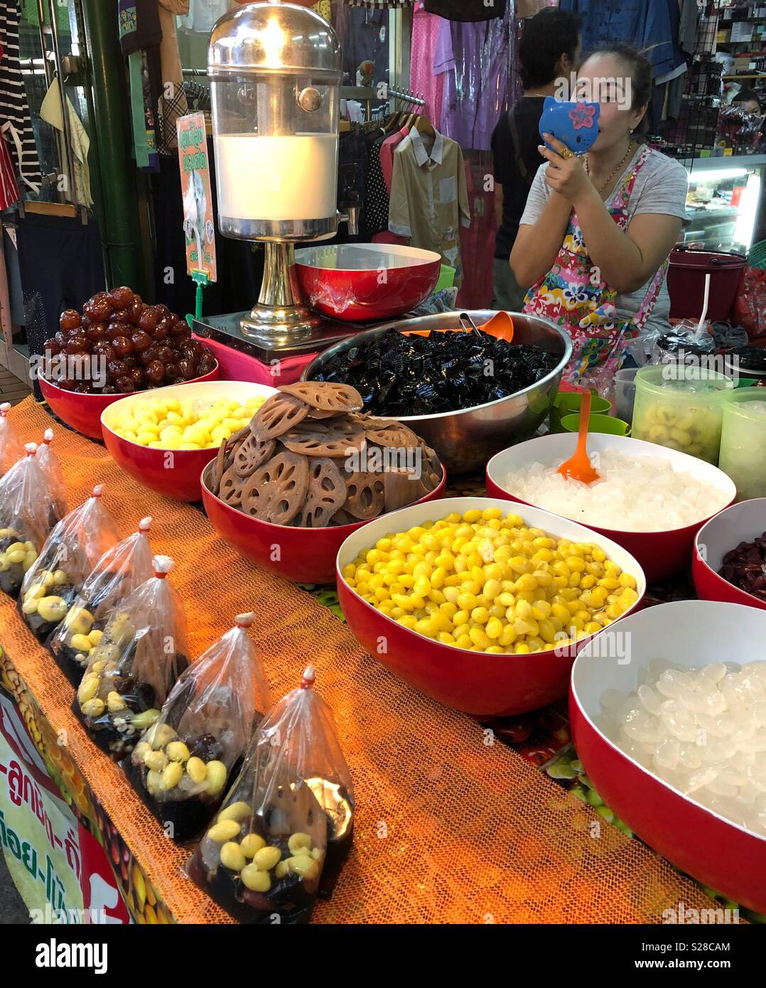 A street vendor ready for the day in Bangkok, Thailand. - Smartphone Captured Stock Image