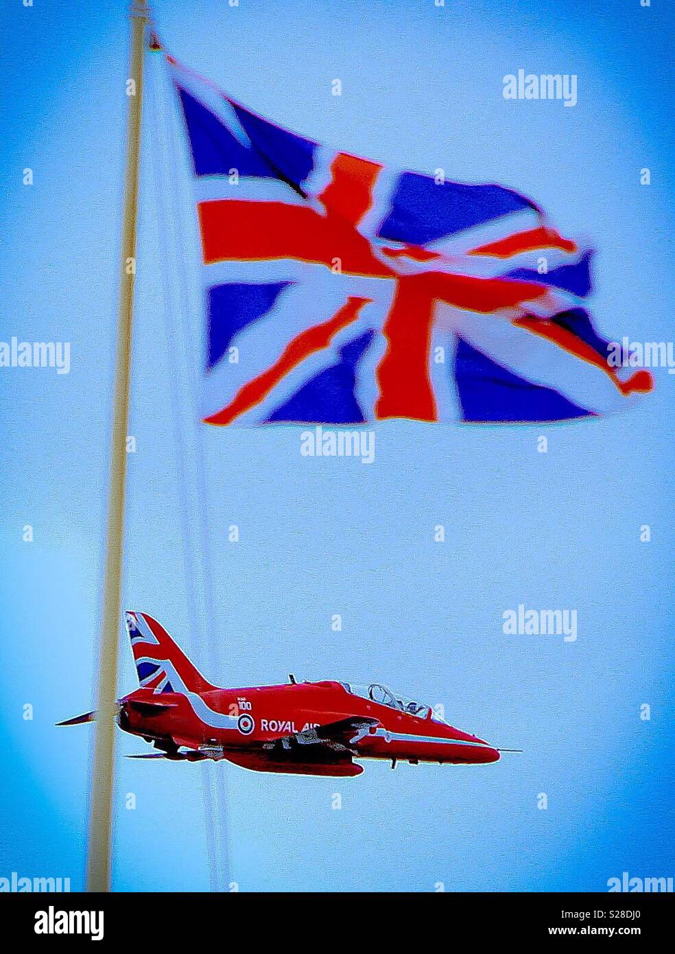 Red Arrows Union Flag - Smartphone Captured Stock Image
