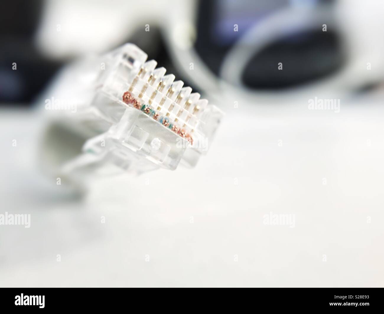 Ethernet cable Close up. Connections concept - Smartphone Captured Stock Image