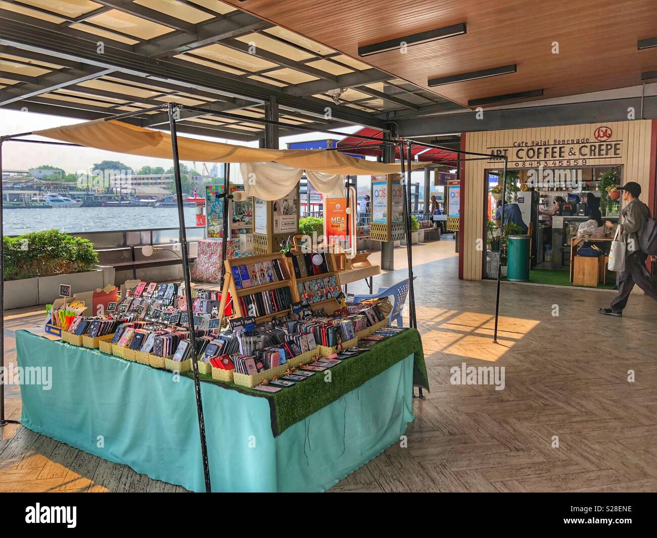 Riverside shopping in Bangkok, Thailand. - Smartphone Captured Stock Image