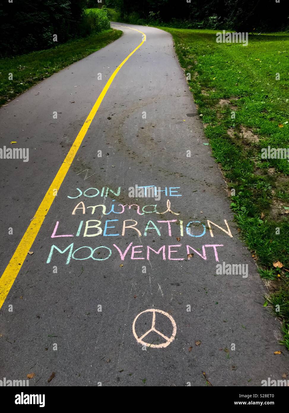 Animal liberation message in the park - Smartphone Captured Stock Image