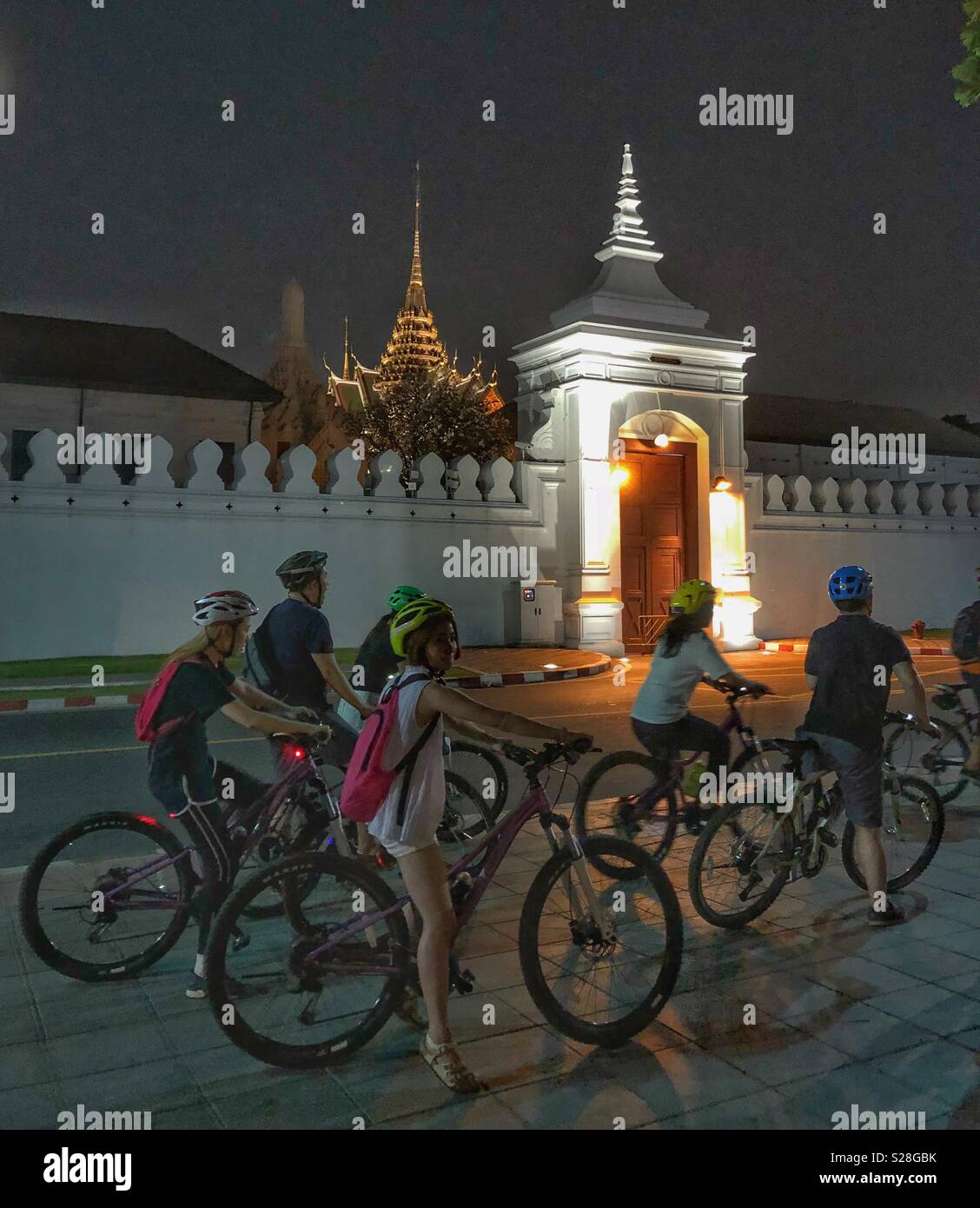 Night bike tour in Bangkok, Thailand. - Smartphone Captured Stock Image