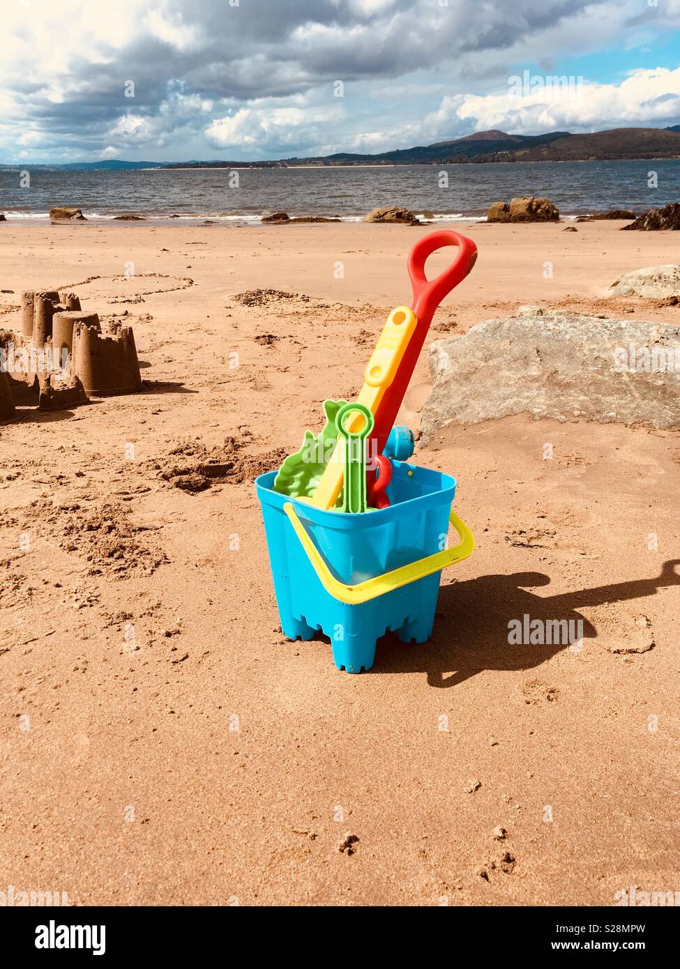 Sandcastle bucket and spade and beach hires stock photography and