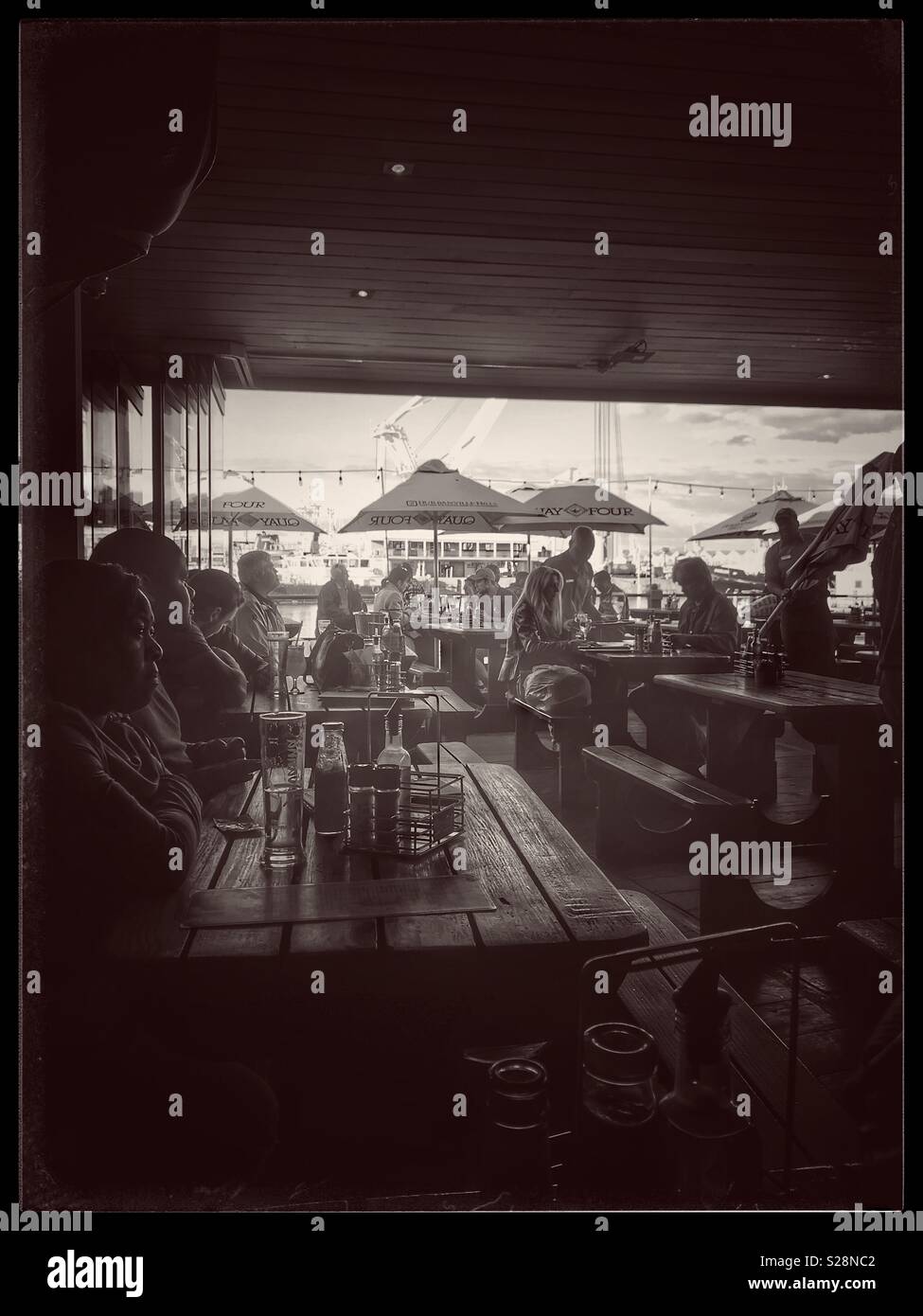 Busy restaurant at V&A Waterfront, Cape Town, South Africa. - Smartphone Captured Stock Image