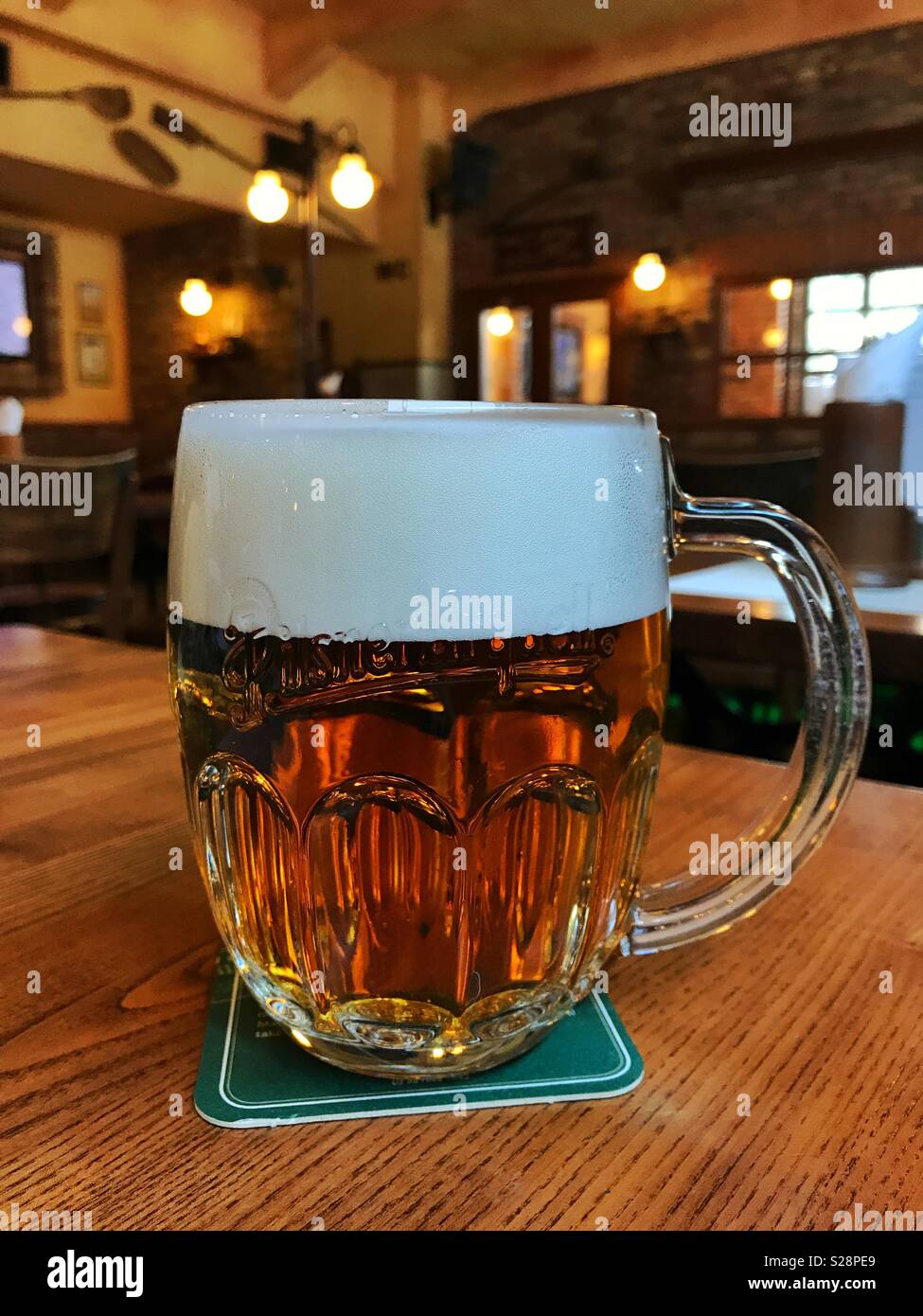 Czech beer, Czech bar, Prague - Smartphone Captured Stock Image