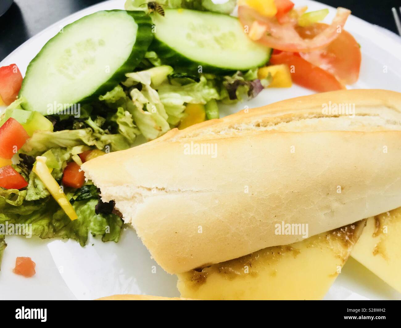 Cheese baguette with side salad Stock Photo Alamy