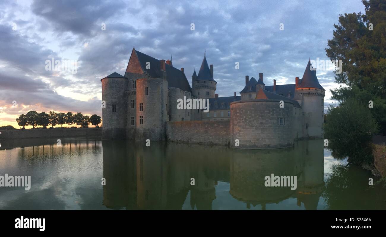 French Château Sully-sur-Loire on a warm summers evening - Smartphone Captured Stock Image