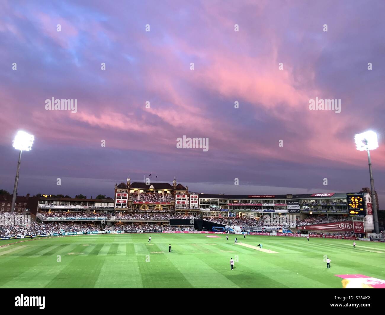 Sunset at the Oval cricket ground London Stock Photo