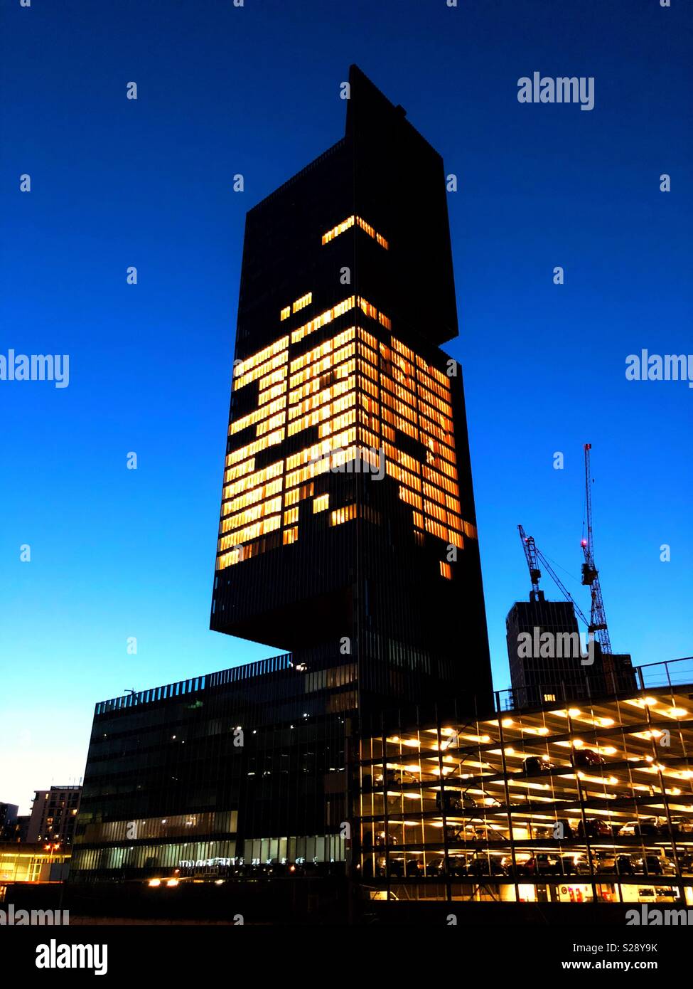 Manhattan lofts tower at Stratford east London at night. - Smartphone Captured Stock Image