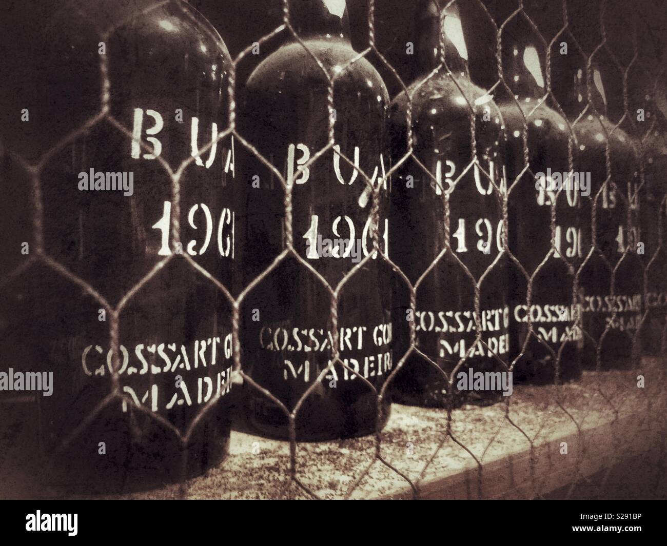 Bottles of Bual, Blandy’s Wine Lodge, Madeira Stock Photo