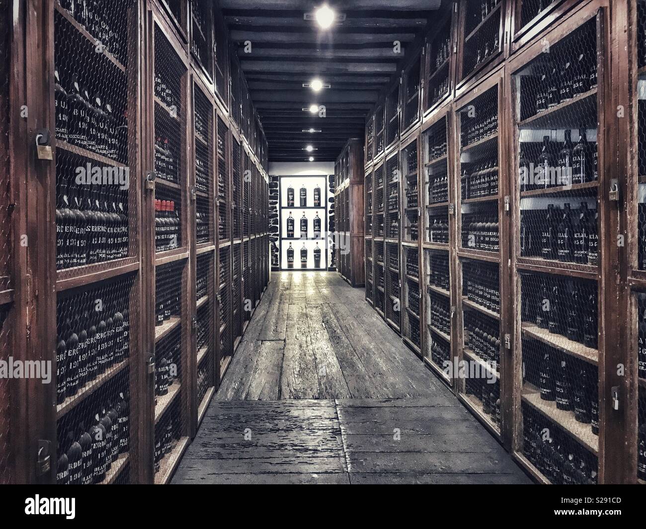Bottles in the Frasqueria / Vintage Room, Blandy’s Wine Lodge, Funchal, Madeira Stock Photo