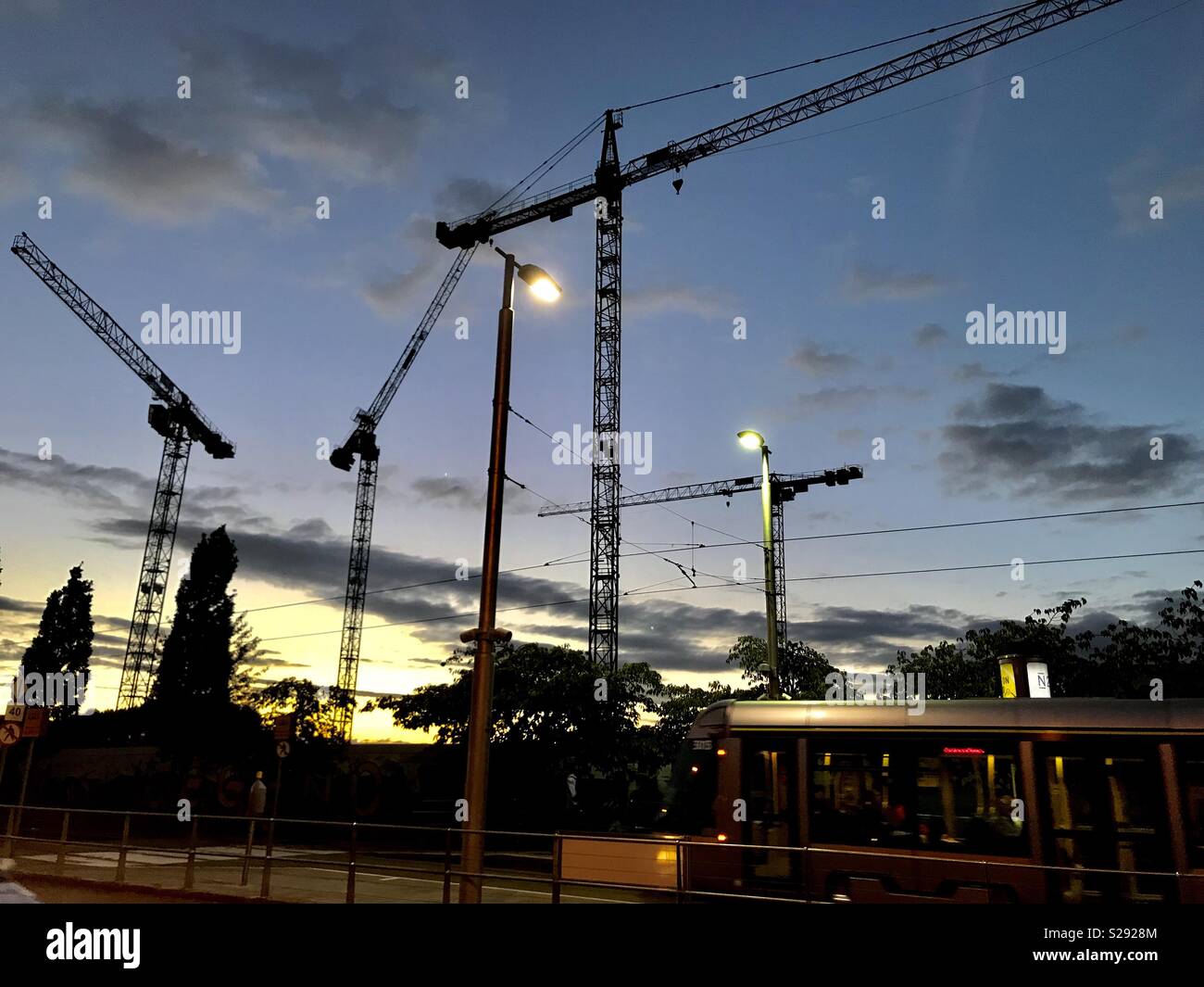 Construction cranes over the New Children’s Hospital site in St.Jame’s Hospital, Dublin, Ireland. - Smartphone Captured Stock Image