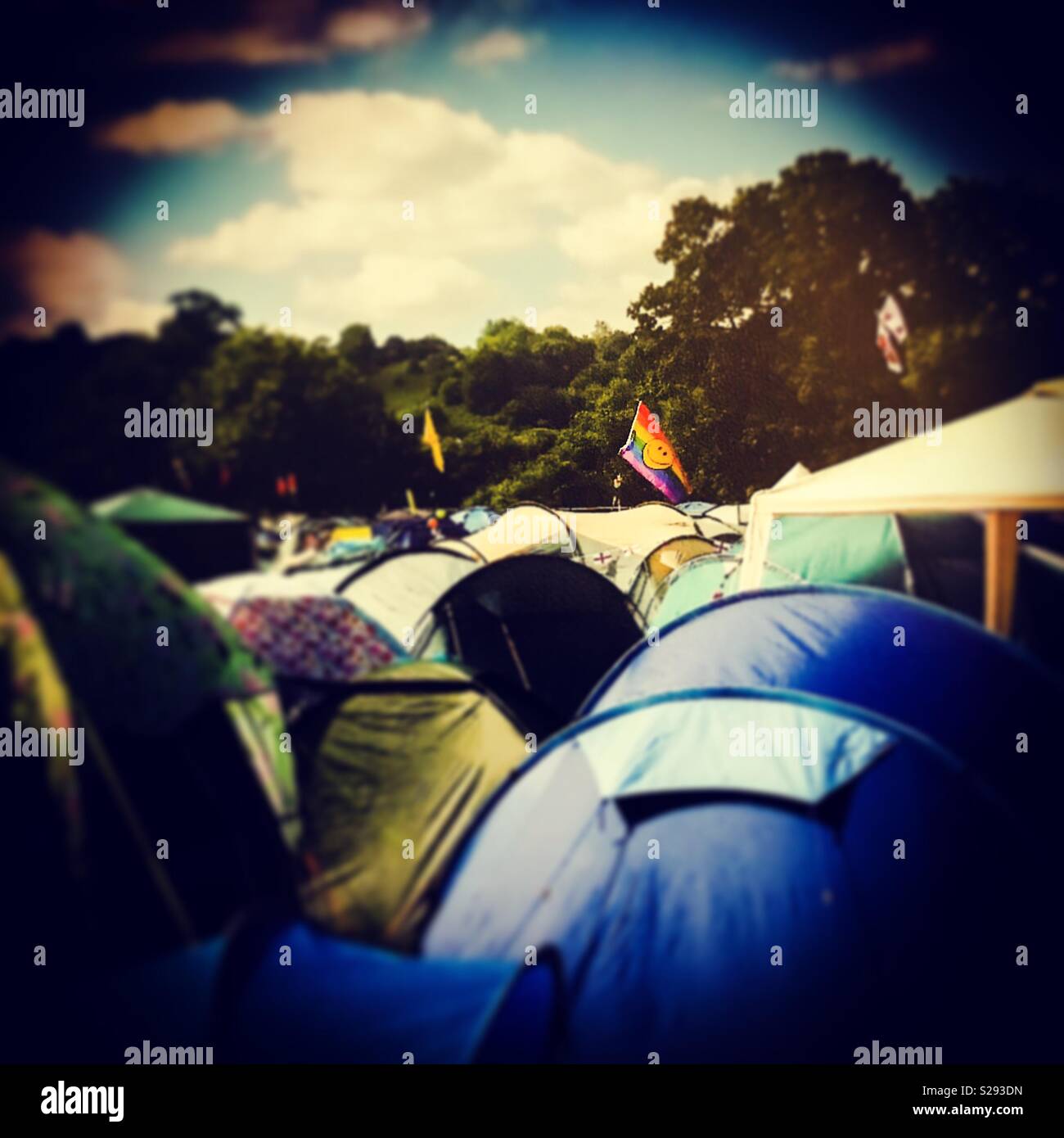 Glastonbury camping Stock Photo