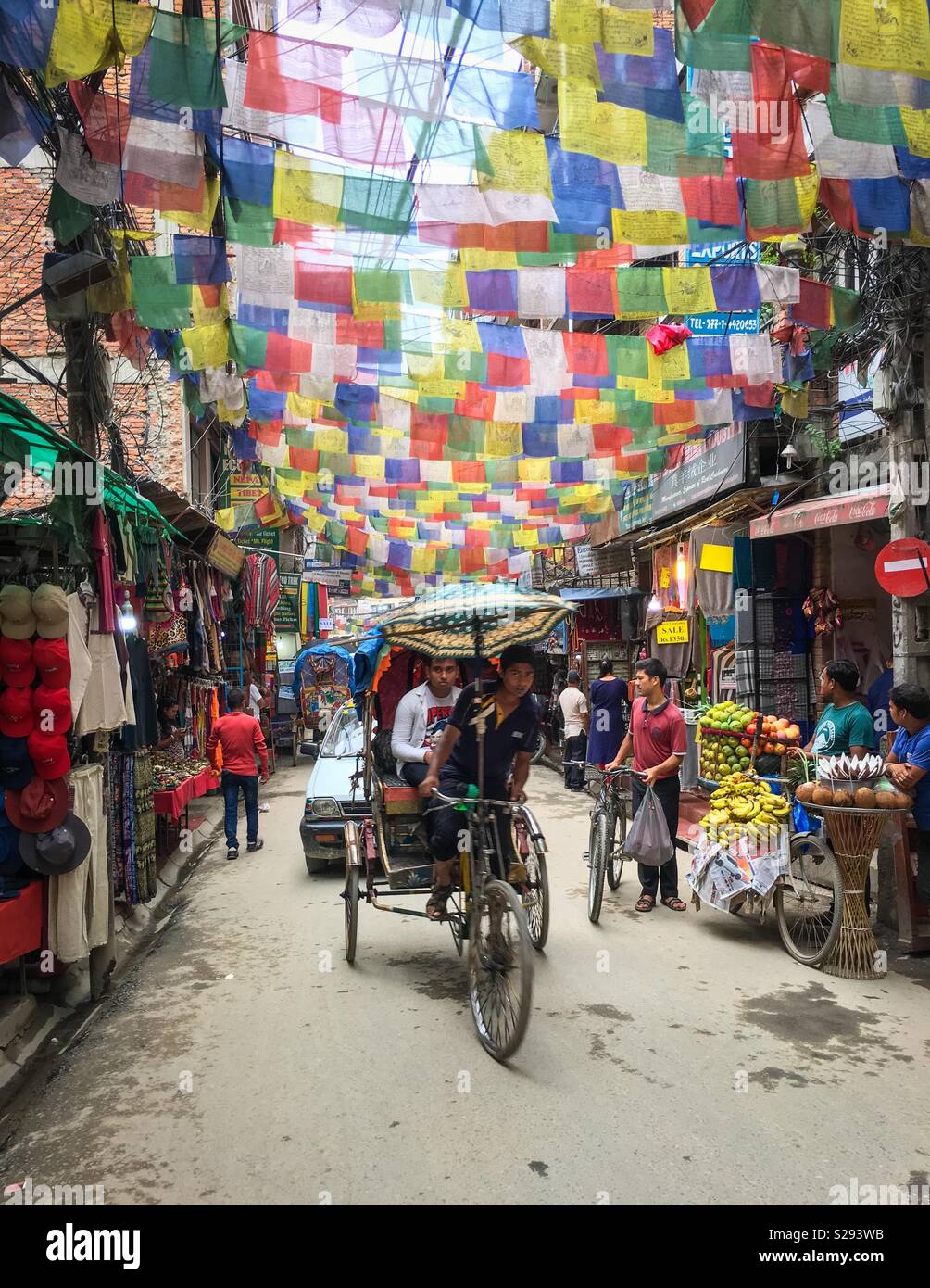 Cycle rickshaw in Thamel, Kathmandu, Nepal Stock Photo