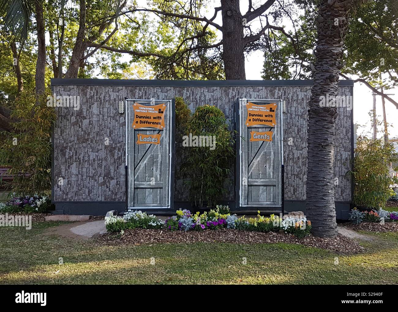 Unusual toilet block at the Toowoomba Festival of Flowers, held annually in Toowoomba, Queensland, Australia. Stock Photo
