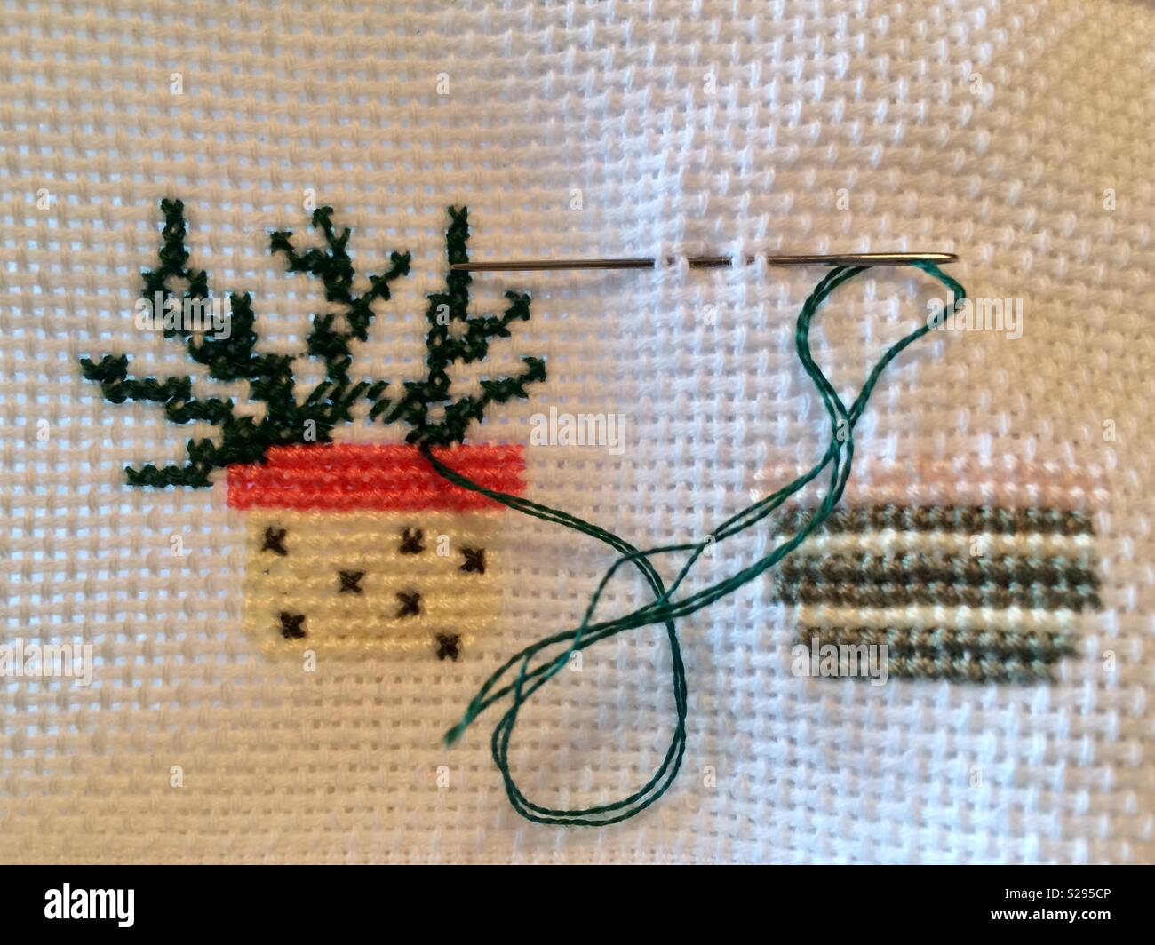 Crosstitch work in progress. - Smartphone Captured Stock Image