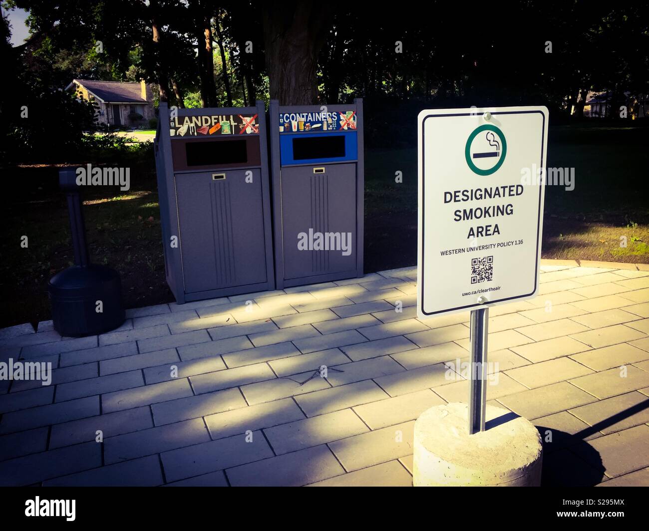Designated smoking area on a college campus - Smartphone Captured Stock Image